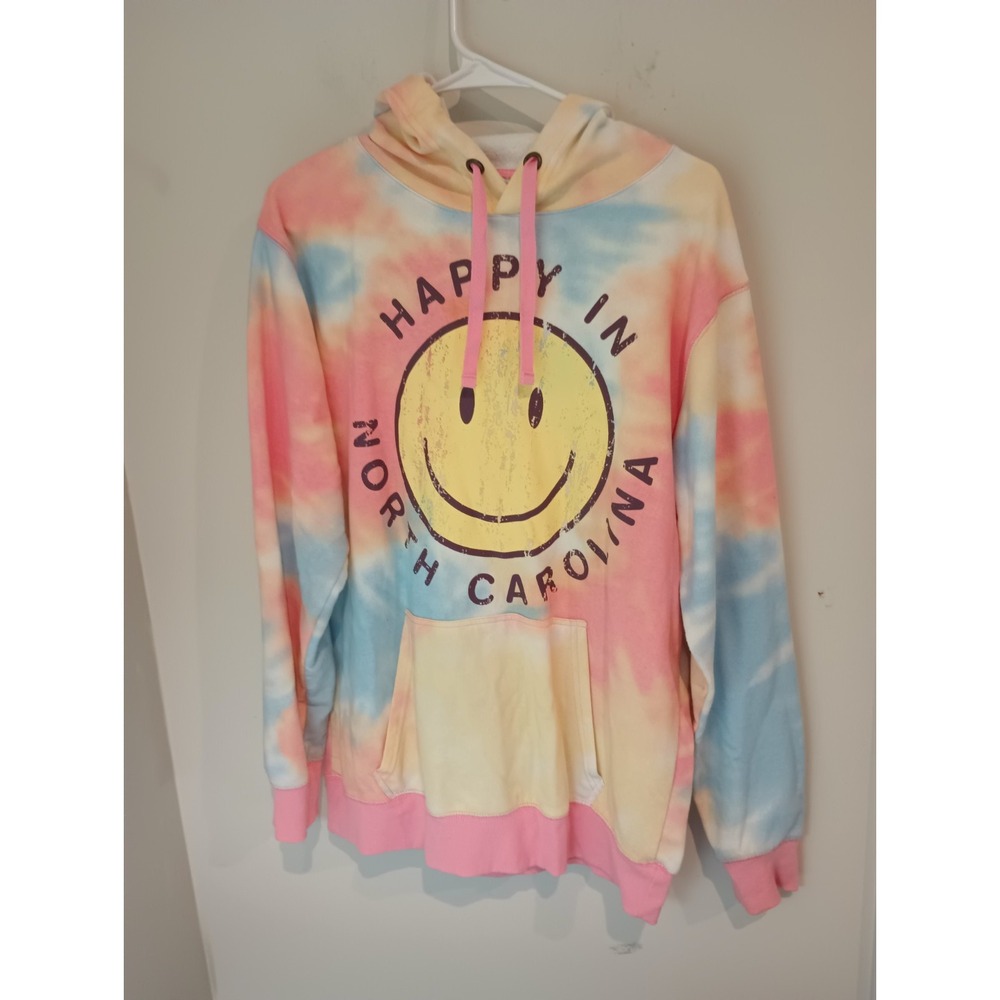 Womens M Creative Apparel Tie Dye Hoodie Sweatshirt Happy In North Carolina NC